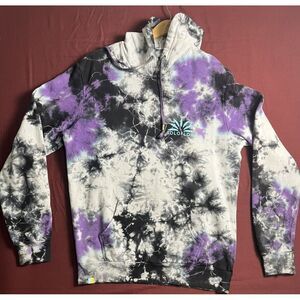 Solo Flow tie-die Hoodie Purple, Black,grayish,gold Cuffs On Rope